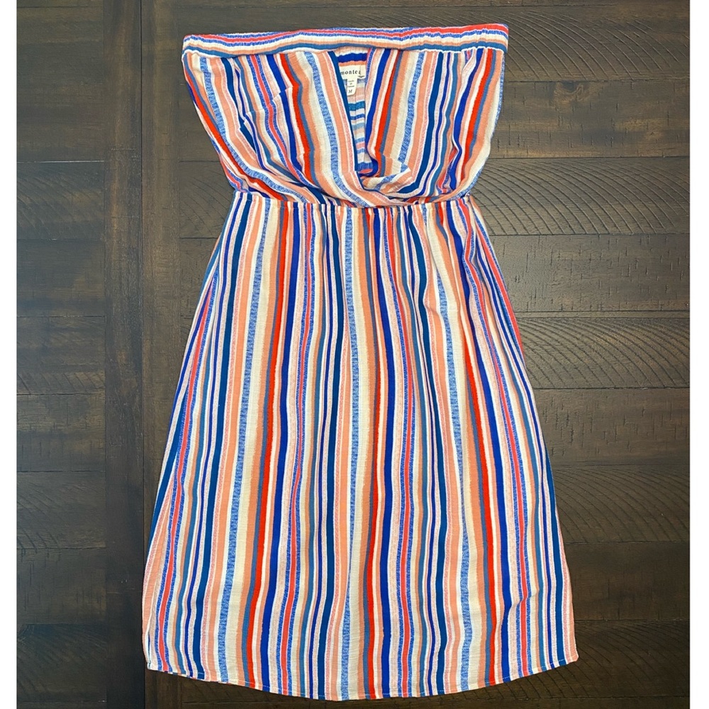 Monteau Striped Strapless Dress